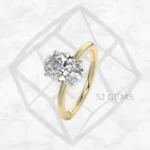 two tone | oval with 9k yellow gold metal and  shape diamond
