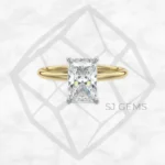two tone | radiant with 9k yellow gold metal and  shape diamond