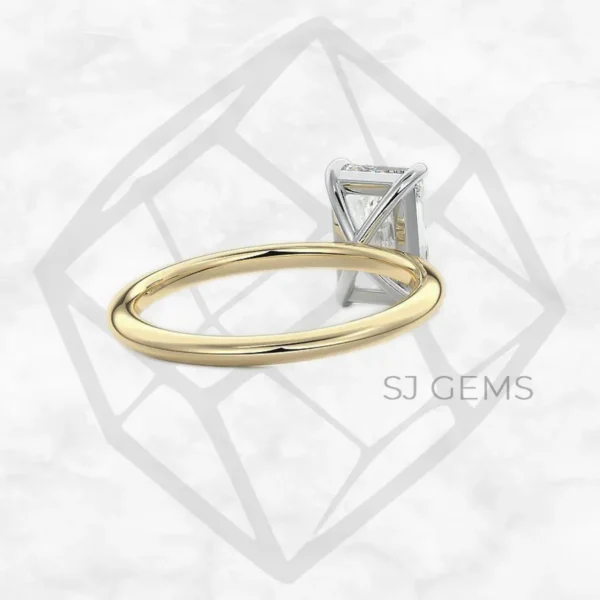 two tone | radiant with 9k yellow gold metal and  shape diamond