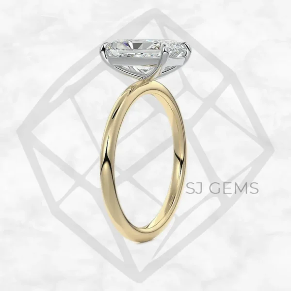 two tone | radiant with 9k yellow gold metal and  shape diamond