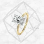 two tone | radiant with 9k yellow gold metal and  shape diamond