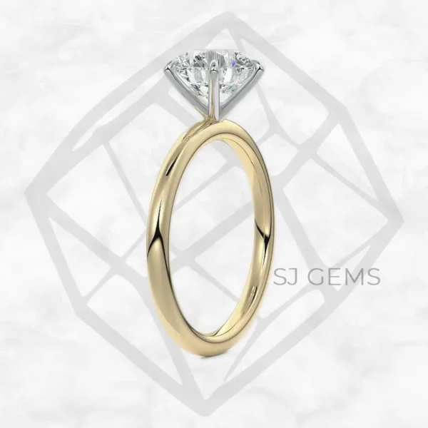 two tone | round with 9k yellow gold metal and  shape diamond