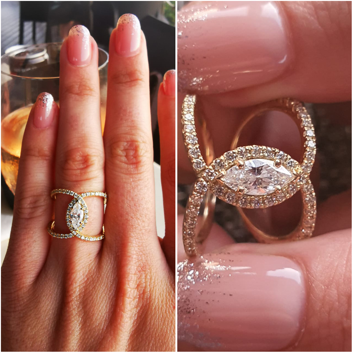 Diamond marquise engagement ring