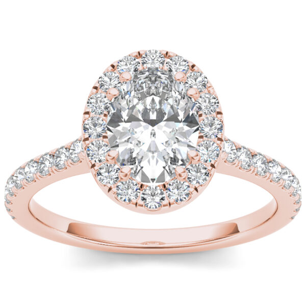 Adelaide halo engagement ring in rose gold by SJ Gems