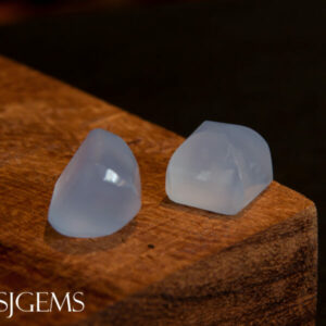 Blue Chalcedony 9.22ct Sugarloaf Pair