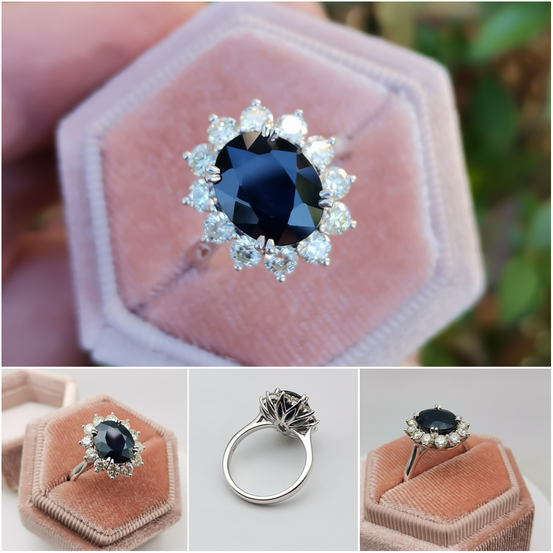 Blue sapphire diana ring