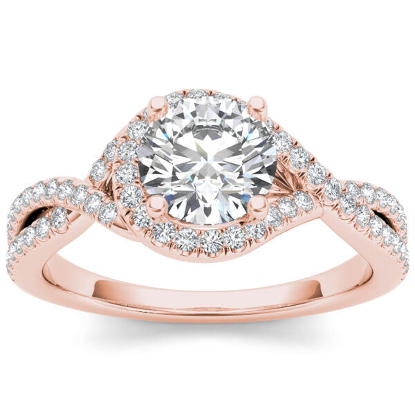 Giselle halo engagement ring in rose gold by SJ Gems