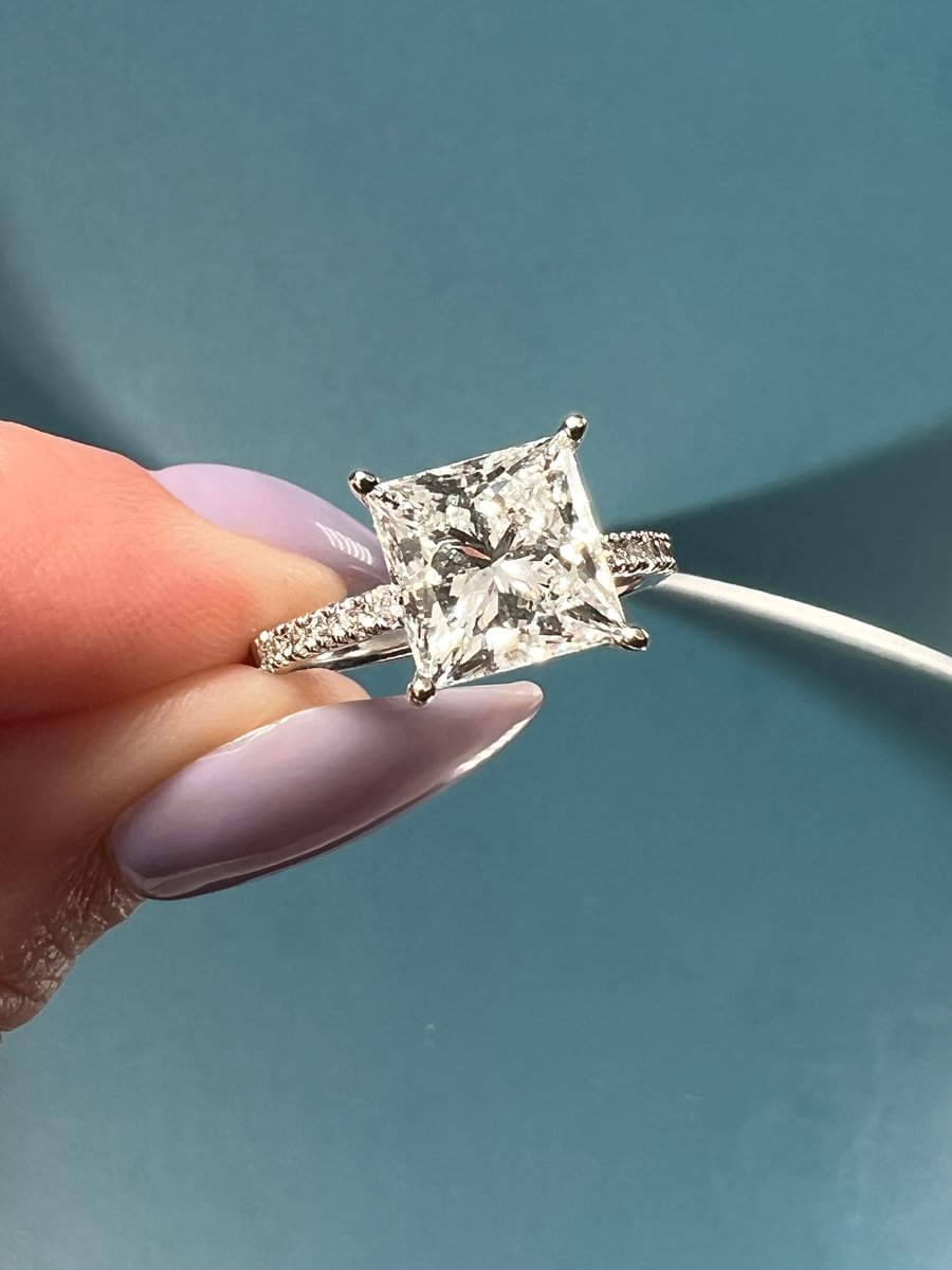 lab diamond princess ring