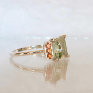 Green Amethyst and Sapphire Ring