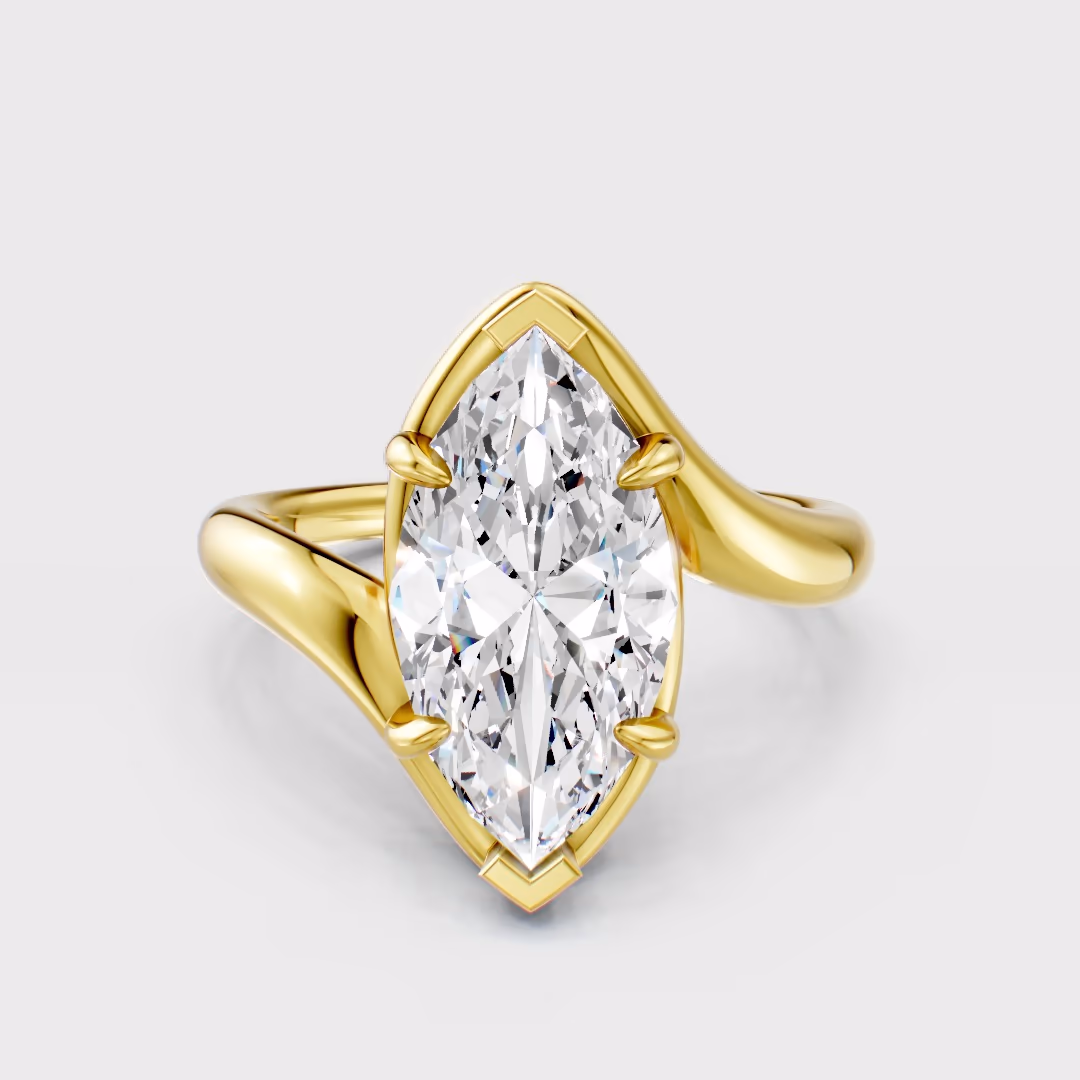 the navette with 14k white gold metal and  shape diamond