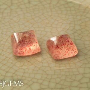 Strawberry Quartz 8.04ct Sugarloaf Pair