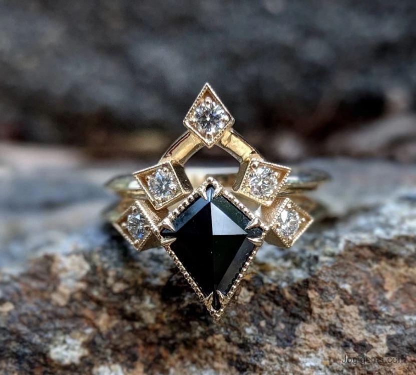 treated black diamond cluster ring