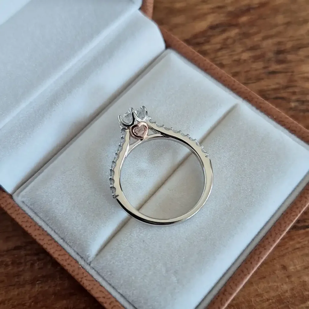 white gold heart accent engagement ring by SJ Gems